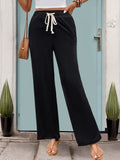 Drawstring High Waist Straight Pants - Trendsi