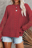 Openwork Round Neck Long Sleeve Sweater - Trendsi - Flyclothing LLC