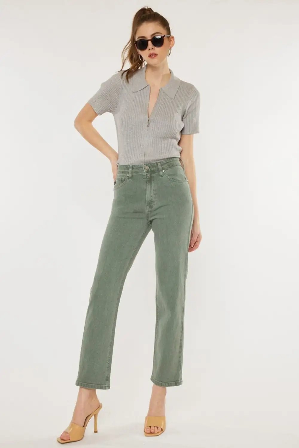 Kancan Ultra High Rise Straight Jeans - Trendsi
