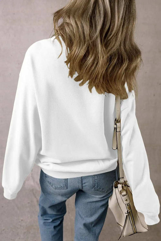 Round Neck Long Sleeve Sweatshirt - Trendsi - Flyclothing LLC