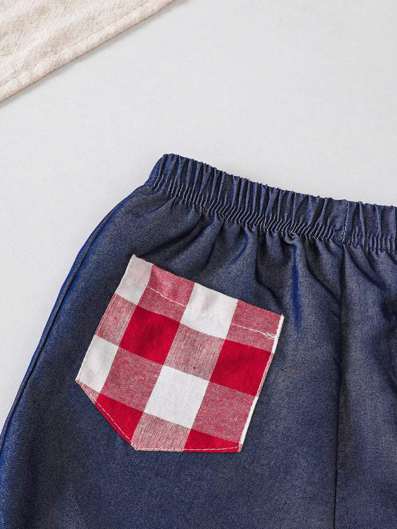 Children's Gingham Bowknot Ruffle Trim Top and Shorts Set - Trendsi - Flyclothing LLC