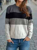 Color Block Round Neck Long Sleeve Sweater - Trendsi - Flyclothing LLC