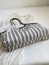 Striped Canvas Tote Bag - Trendsi - Flyclothing LLC