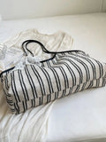 Striped Canvas Tote Bag - Trendsi