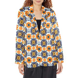 Baha Ranch Colores de Mexico Blue Yellow Mexican Floral Blazer