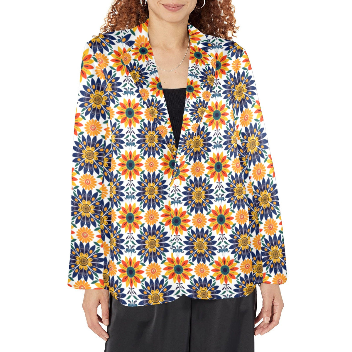 Baha Ranch Colores de Mexico Blue Yellow Mexican Floral Blazer - Baha Ranch Western Wear - Flyclothing LLC