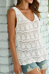 V Neck Textured Hollow-Out Sweater Vest - Trendsi - Flyclothing LLC