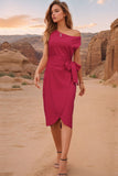 Tied Single Shoulder Short Sleeve Dress Trendsi