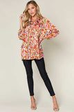 Double Take Full Size Printed Button Up Long Sleeve Shirt - Trendsi - Flyclothing LLC
