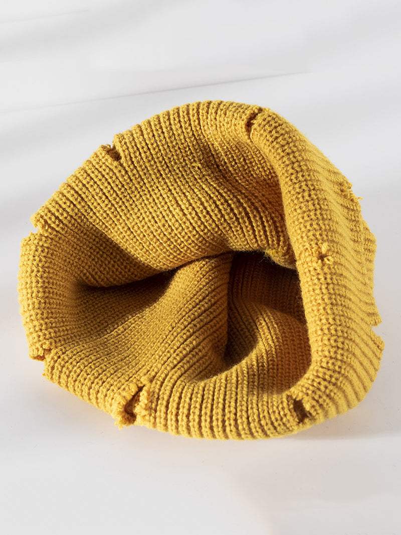 Distressed Cuffed Knit Hat - Trendsi - Flyclothing LLC