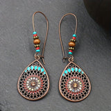 Alloy Oil Drip Beaded Teardrop Earrings - Trendsi