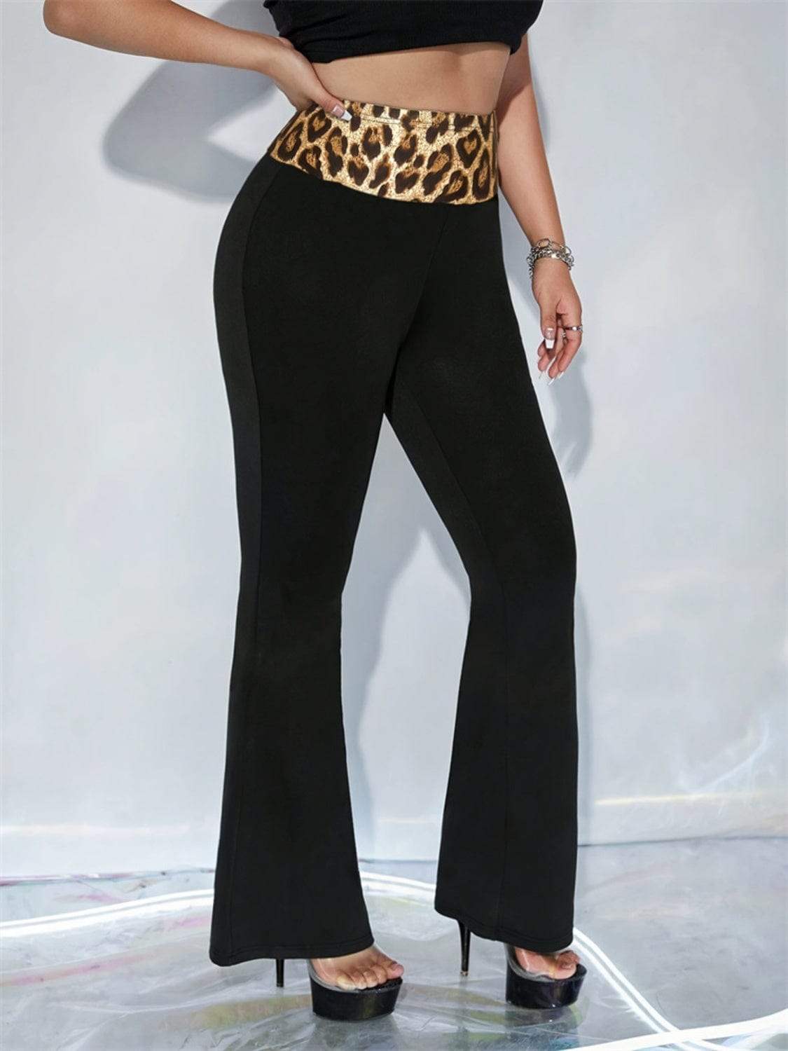 Leopard High Waist Flare Pants - Trendsi - Flyclothing LLC