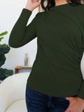 Ruched Mock Neck Long Sleeve T-Shirt - Trendsi - Flyclothing LLC