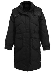 Long Sleeve Longline Hooded Winter Coat with Pockets - Trendsi
