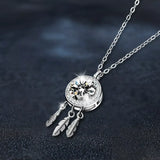 1 Carat Moissanite 925 Sterling Silver Dreamcatcher Pendant Necklace - Trendsi - Flyclothing LLC