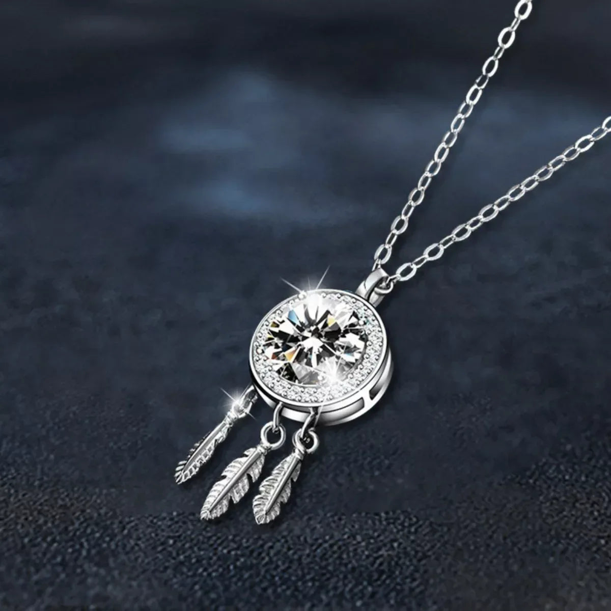 1 Carat Moissanite 925 Sterling Silver Dreamcatcher Pendant Necklace - Trendsi - Flyclothing LLC