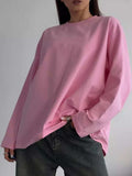 Round Neck Dropped Shoulder Long Sleeve T-Shirt - Trendsi - Flyclothing LLC