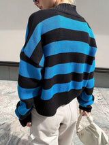 Striped Button Down Drop Shoulder Cardigan - Trendsi - Flyclothing LLC