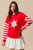 SO ME Christmas Snowflake Crochet Embellished Sweater - Trendsi - Flyclothing LLC