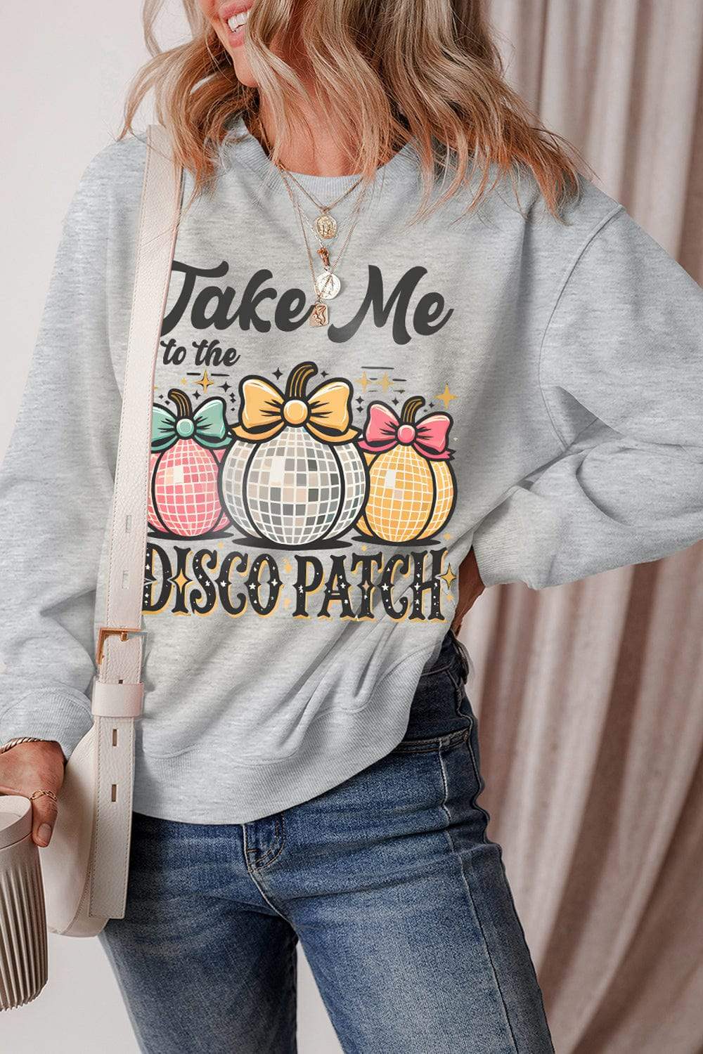 Graphic Round Neck Long Sleeve Sweatshirt - Trendsi - Flyclothing LLC