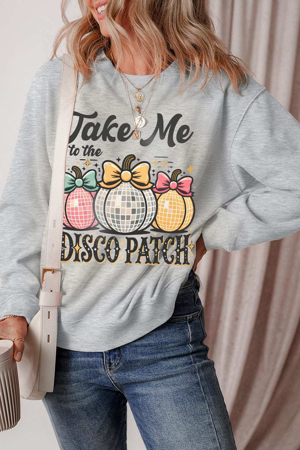 Graphic Round Neck Long Sleeve Sweatshirt - Trendsi - Flyclothing LLC