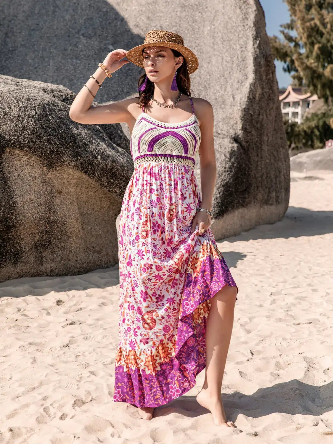 Printed Scoop Neck Cami Dress - Trendsi - Flyclothing LLC