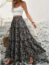 Tiered Floral Maxi Skirt - Trendsi - Flyclothing LLC