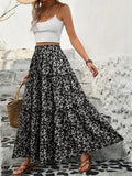 Tiered Floral Maxi Skirt - Trendsi