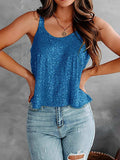 Sequin Scoop Neck Tank - Trendsi - Flyclothing LLC