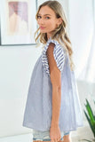 First Love Full Size Striped Flutter Sleeve Blouse - Trendsi