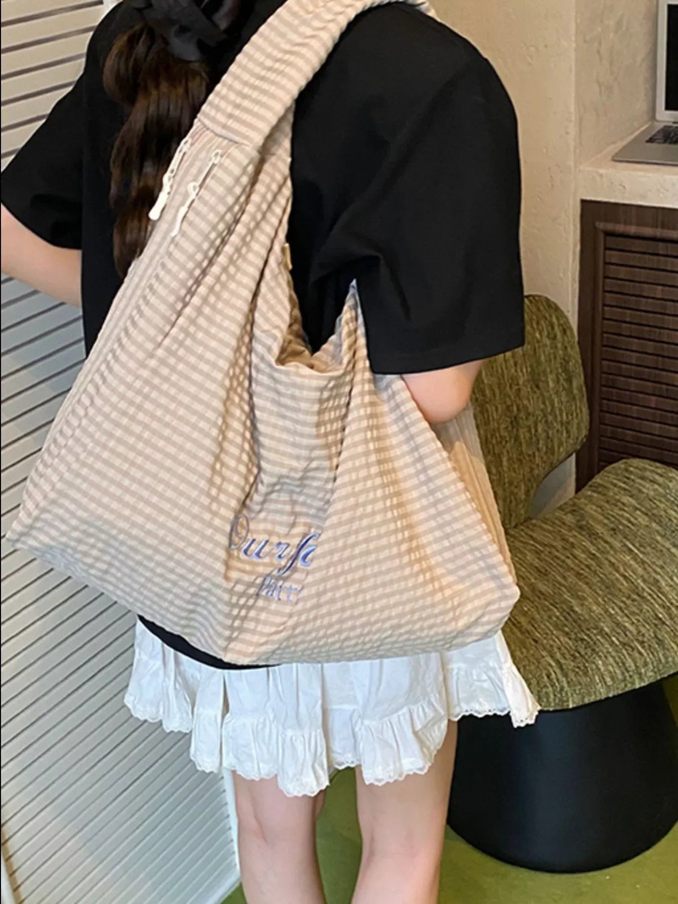 Casual Style Plaid Handbag - Trendsi - Flyclothing LLC