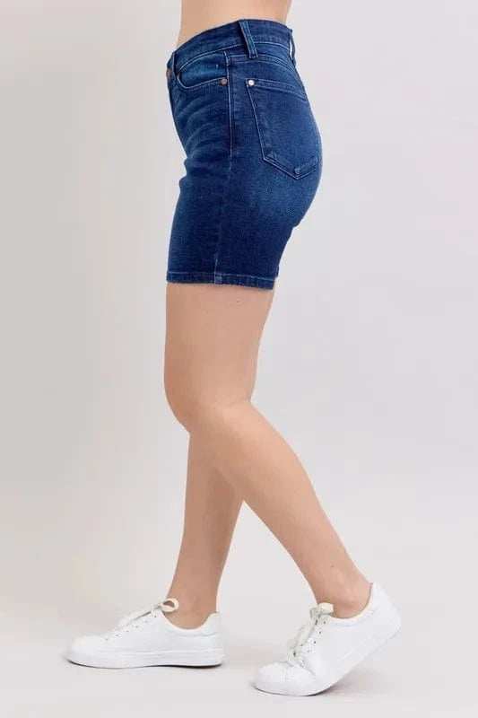 Judy Blue Full Size High Waist V-Front Bermuda Plus Size - Trendsi - Flyclothing LLC