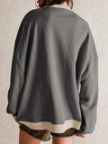Contrast Dropped Shoulder Long Sleeve Sweatshirt - Trendsi - Flyclothing LLC