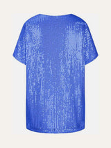 Full Size Sequin V-Neck Short Sleeve Top - Trendsi - Flyclothing LLC