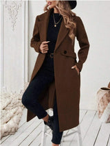 Full Size Elegant Lapel Collar Belted Coat with Pockets Plus Size - Trendsi - Flyclothing LLC