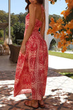 Printed Halter Neck Maxi Dress - Trendsi