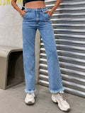 Raw Hem Jeans with Pockets - Trendsi - Flyclothing LLC