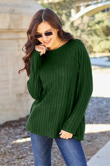 Basic Bae Full Size Ribbed Round Neck Long Sleeve Knit Top - ShopBasicbae - Flyclothing LLC