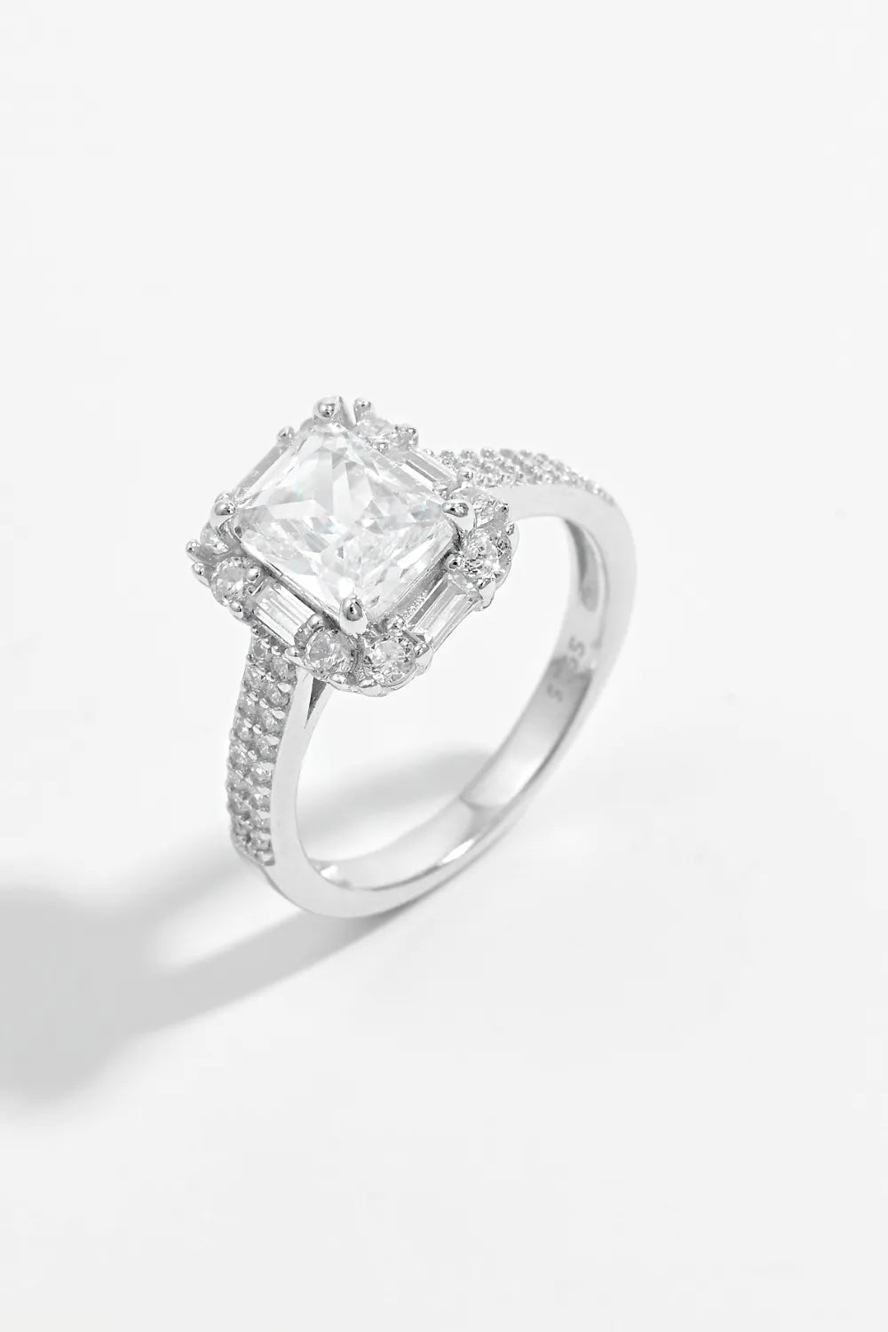 925 Sterling Silver Inlaid Zircon Square Ring - Trendsi - Flyclothing LLC