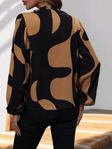 Frill Notched Long Sleeve Blouse - Trendsi - Flyclothing LLC