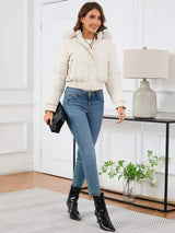 Pocketed Long Sleeve Cropped Hooded Winter Coat - Trendsi - Flyclothing LLC