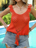 Tassel Openwork Sleeveless Knit Cover Up - Trendsi - Flyclothing LLC