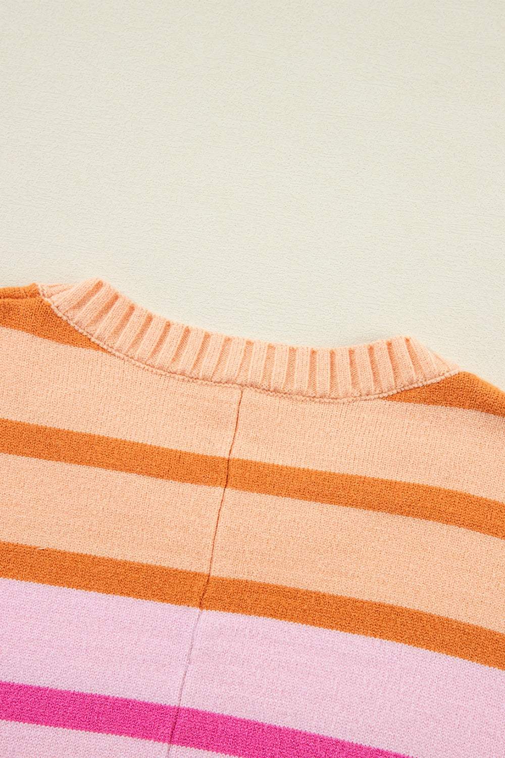 Contrast Striped Round Neck Long Sleeve Knit Top - Trendsi - Flyclothing LLC