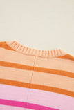 Contrast Striped Round Neck Long Sleeve Knit Top - Trendsi - Flyclothing LLC
