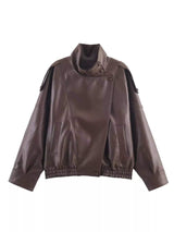 Asymmetrical Faux Leather Moto Jacket - Trendsi - Flyclothing LLC