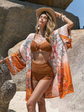 Printed Open Front Long Sleeve Cover-Up - Trendsi - Flyclothing LLC
