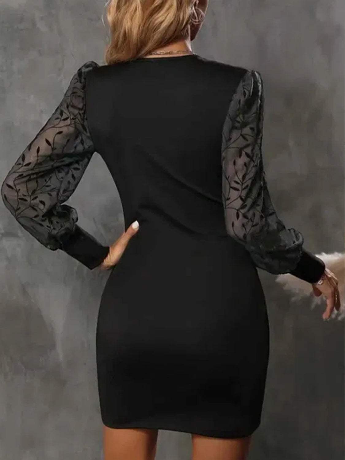 Ruched Surplice Long Sleeve Dress - Trendsi - Flyclothing LLC