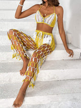 Cutout Halter Neck Top and Pants Two-Piece Swim Set - Trendsi - Flyclothing LLC