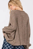 SAGE + FIG Round Neck Batwing Sleeve Oversize Top - Trendsi