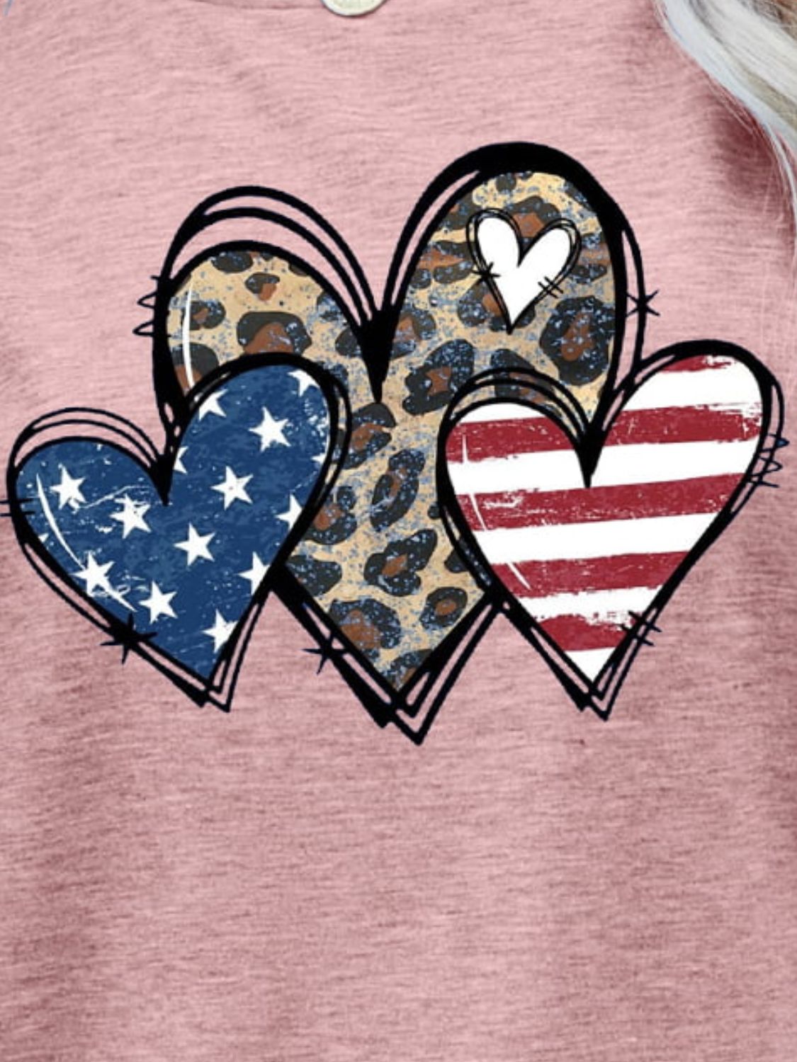 US Flag Leopard Heart Graphic Tee - Trendsi - Flyclothing LLC